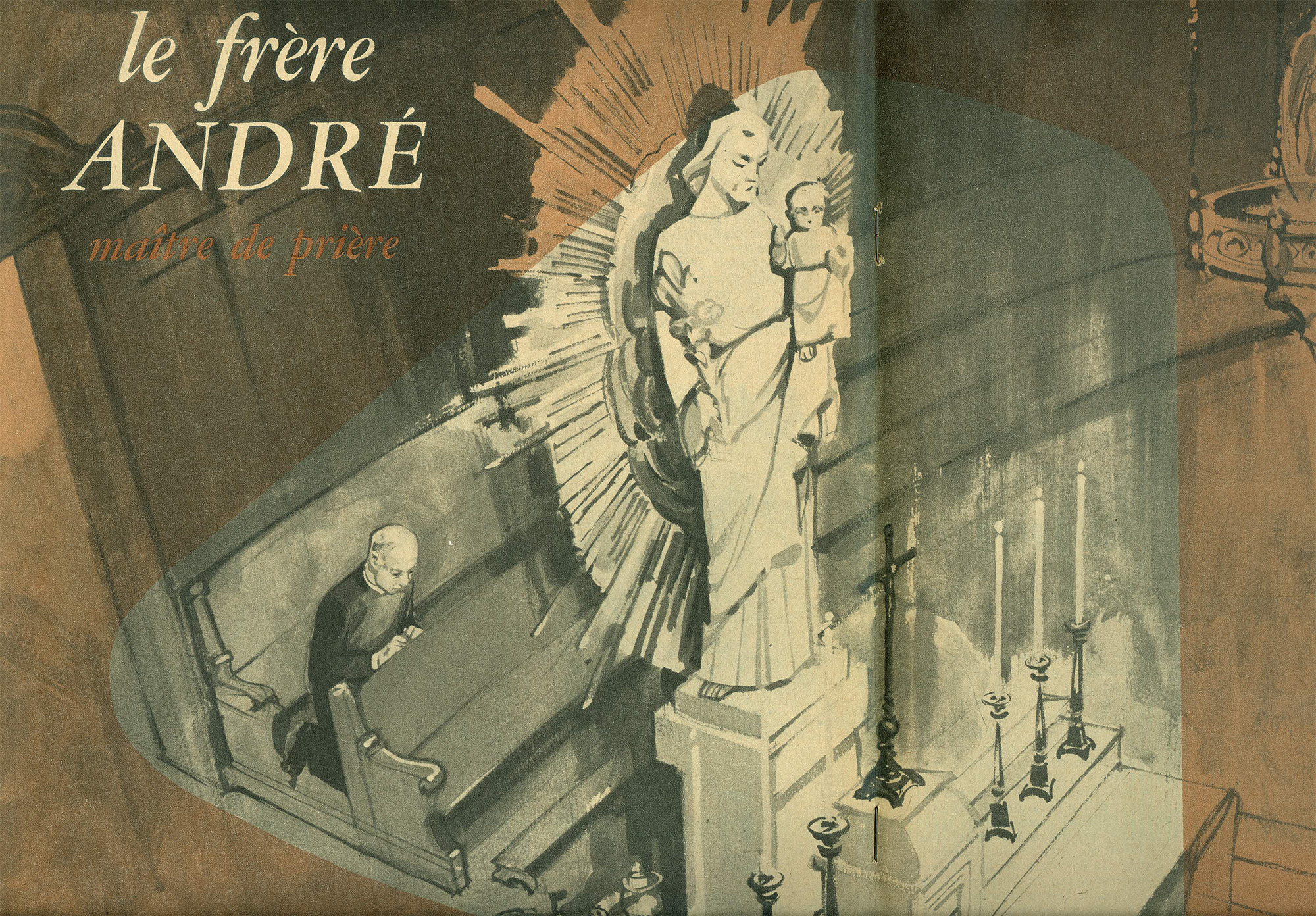 Le prie-Dieu de frère André - Illustration de Jacques Gagnier, publiée dans la revue L’Oratoire, juillet 1958.